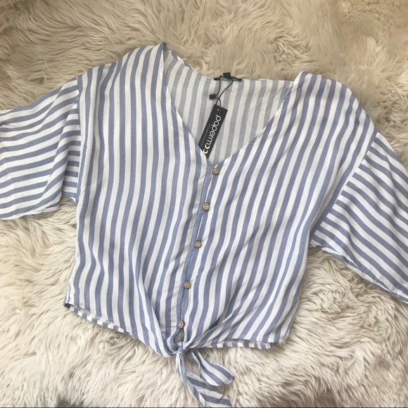 Tops - Soft blue and white striped top